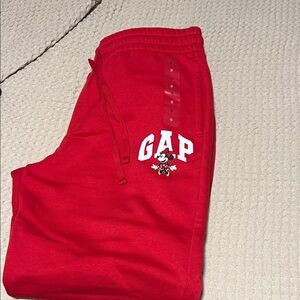 GAP  for women Red Joggers with Mickey Mouse Design